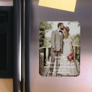 Moderne Schrift Foto Hochzeit Termin vormerken Magnet