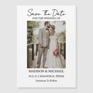 Moderne Schrift Foto Hochzeit Termin vormerken Magneteinladung