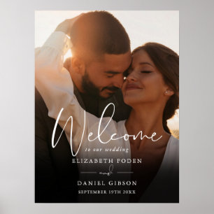 Moderne Schrift Foto Hochzeits Willkommensschild Poster