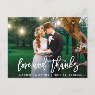 Moderne Schrift Foto Liebe Dank Hochzeit Postkarte