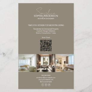 Moderne Schrift Foto QR Taupe Geschäftlich Profess Flyer