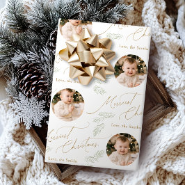 Moderne Schrift Frohe Weihnachten Familie 2 Foto Geschenkpapier