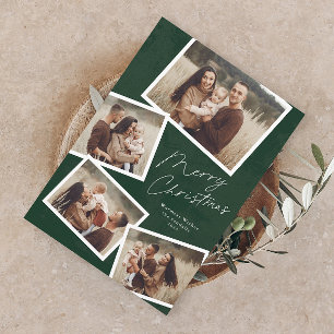 Moderne Schrift Frohe Weihnachten Fotocollage Magnetkarte