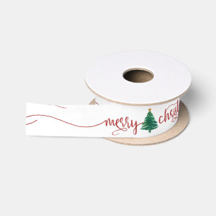 Moderne Schrift Frohe Weihnachtsbaum Satinband