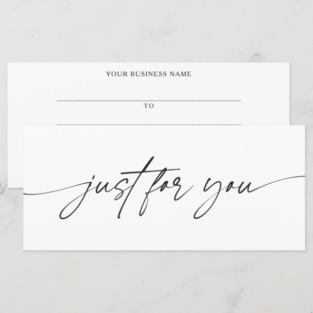 Moderne Schrift Geschenkgutschein für Sie (Vorne/Hinten)