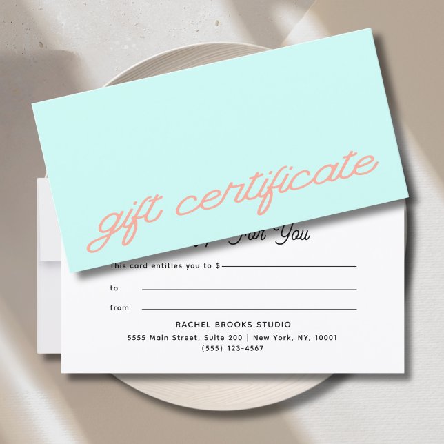 Moderne Schrift Geschenkgutschein Mint (Modern Script Mint Gift Certificate)
