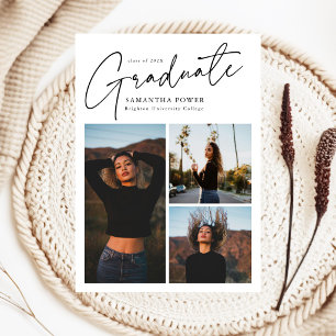 Moderne Schrift Graduiert 3 Fotos Abschlussfeier Ankündigung