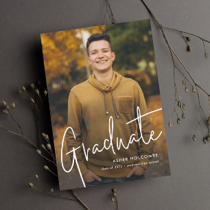 Moderne Schrift Graduiert Einfache Foto-Abschlussf Einladung