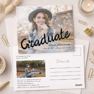 Moderne Schrift Graduiert Einfache Foto-Abschlussf Postkarte