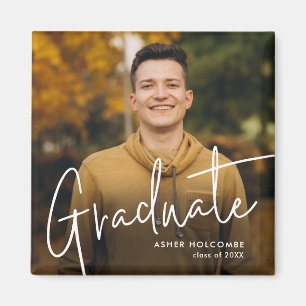 Moderne Schrift Graduiert Einfaches Foto Absolvent Magnet