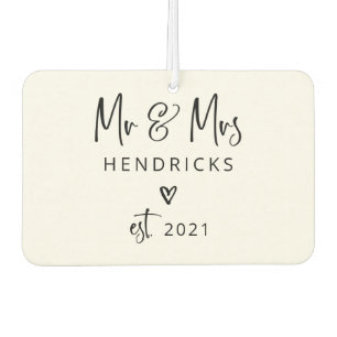 Moderne Schrift Herr und Frau Wedding gegründet Autolufterfrischer