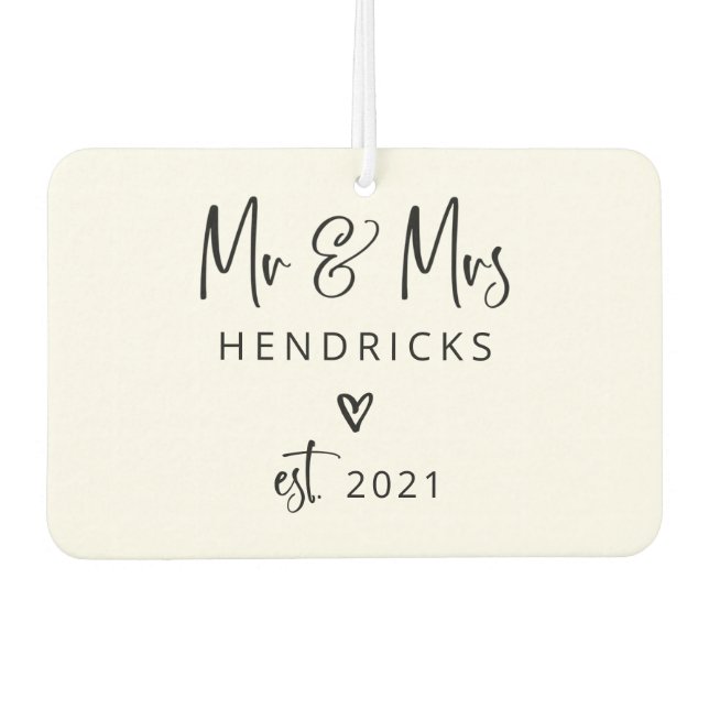Moderne Schrift | Herr und Frau Wedding gegründet Autolufterfrischer (Vorderseite)