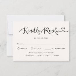 Moderne Schrift Herz Traditionelle Hochzeits-RSVP RSVP Karte
