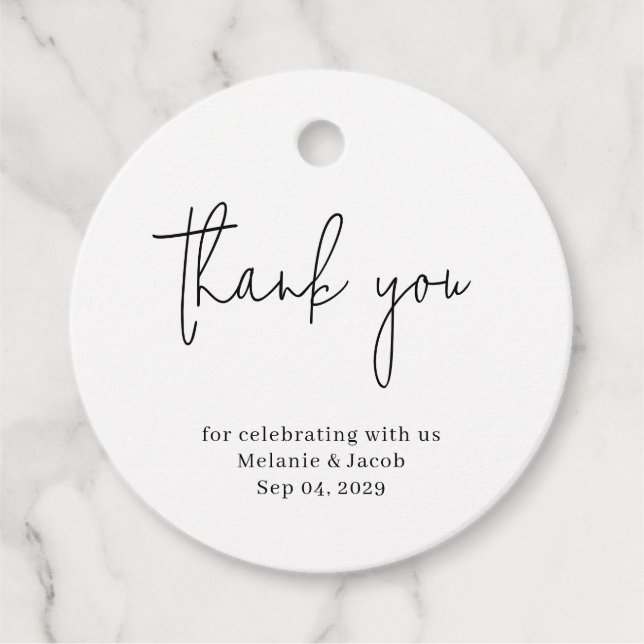 Moderne Schrift Hochzeit Geschenkanhänger (Vorderseite)