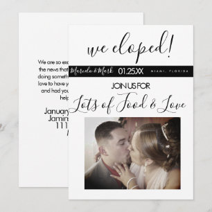 Moderne Schrift Hochzeit ohne Familie Schwarz-Weiß Karte