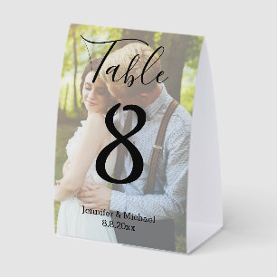 moderne Schrift Hochzeit verblasstes Foto chic Tischaufsteller