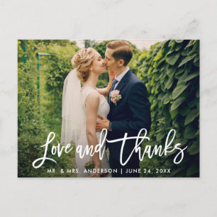 Moderne Schrift Hochzeitsfoto Liebe und Dank Postkarte