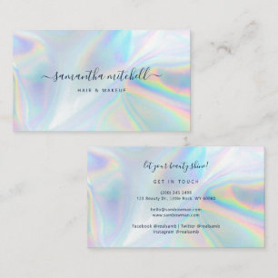 Moderne Schrift Holografische Visagistin Make-up Visitenkarte