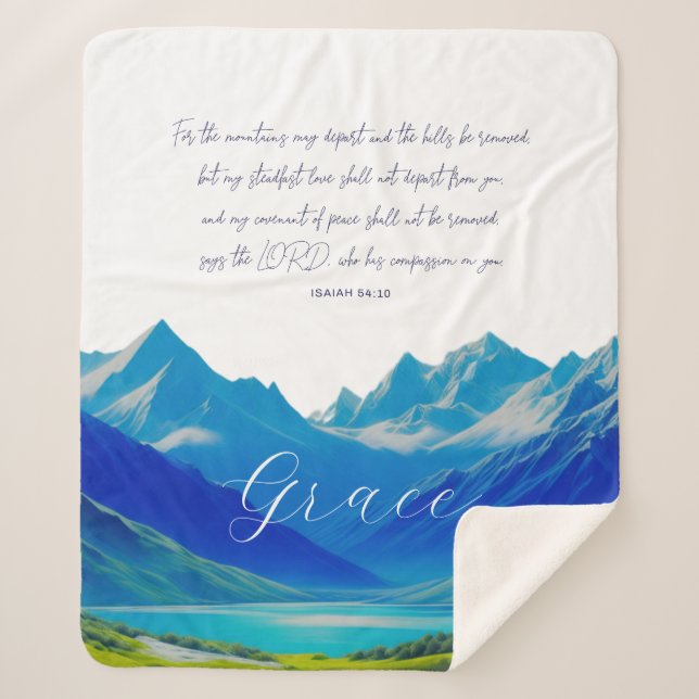 Moderne Schrift Isaiah 54:10 Sherpadecke (Vorderseite)