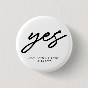 Moderne Schrift Ja Verlobung Hochzeitsfeier Button