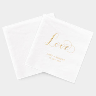 Moderne Schrift Liebe   Benutzerdefinierte Hochzei Servietten Mit Folie