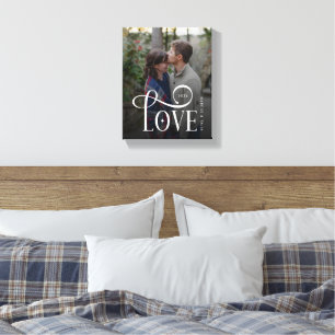 Moderne Schrift Liebe Benutzerdefiniertes Verlobte Leinwanddruck
