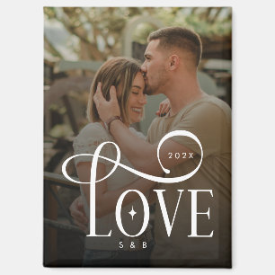 Moderne Schrift Liebe Benutzerdefiniertes Verlobte Magnet