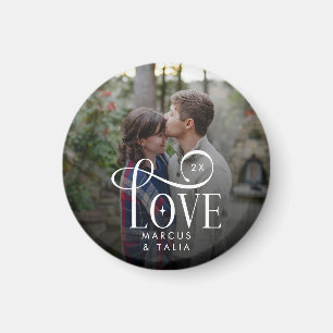 Moderne Schrift Liebe Benutzerdefiniertes Verlobte Magnet