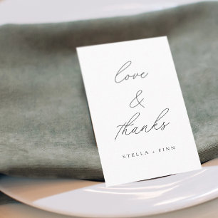 Moderne Schrift Liebe & Dank Hochzeit Platzkarte