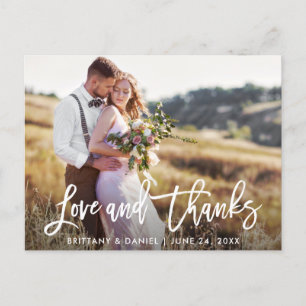 Moderne Schrift Liebe Dank   Hochzeitsfoto Postkarte