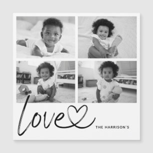 Moderne Schrift Liebe Foto Collage Magnetkarte