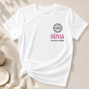 Moderne Schrift Line-Art Mitarbeiter Name Geschäft T-Shirt