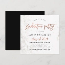 Moderne Schrift | Marble Graduation Party Rose Gol Einladung