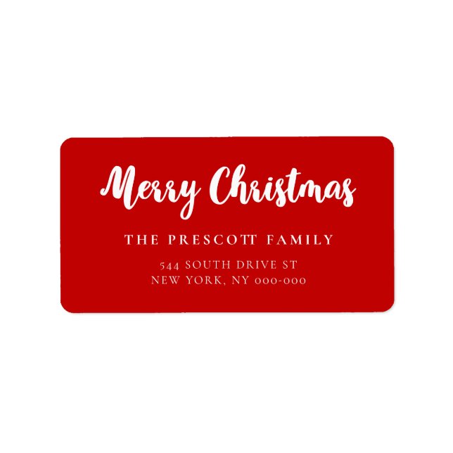 Moderne Schrift Merry Christmas Familie Adressaufkleber (Vorne)