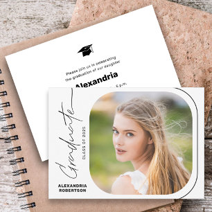 Moderne Schrift Minimal Foto Abschlussfeier Einladung