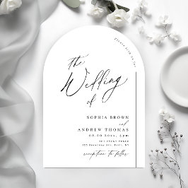 Moderne Schrift minimalistischer Bogen Hochzeit Einladung