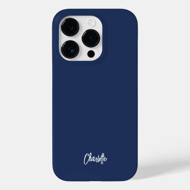 Moderne Schrift Minimalistisches Navyblau Personal Case-Mate iPhone 14 Pro Hülle (Rückseite)