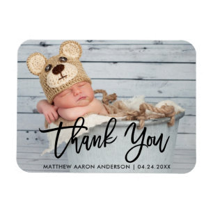 Moderne Schrift mit Pinsel Neue Baby Dankeschön Bl Magnet