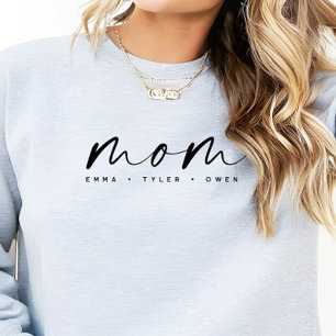 Moderne Schrift „Mom“ Kindernamen, Geschenk für Ma Sweatshirt