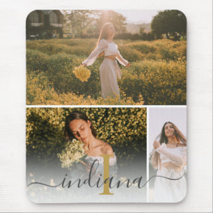 Moderne Schrift Monogramm 3 Foto individuell Mousepad