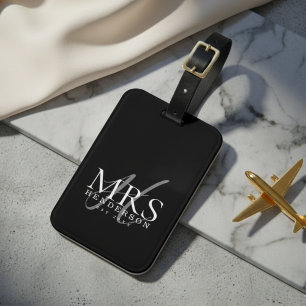 Moderne Schrift Monogramm Frischvermählte Reise Gepäckanhänger