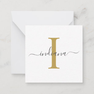 Moderne Schrift Monogramm Handgeschrieben Gold Gra Mitteilungskarte