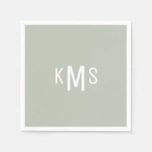 Moderne Schrift Monogramm Leicht Salbei Cocktail S Serviette