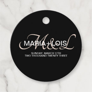 Moderne Schrift Monogramm Schwarz Rosa Hochzeit Geschenkanhänger