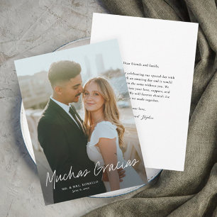 Moderne Schrift Muchas Gracias Foto Hochzeit Dankeskarte
