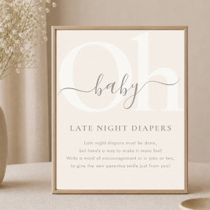 Moderne Schrift Oh Baby Shower Späte Nacht Windeln Poster