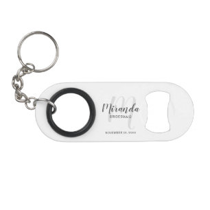 Moderne Schrift personalisierte Brautjungfer Mini Flaschenöffner