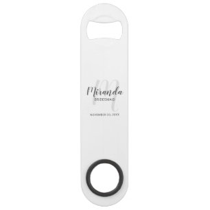Moderne Schrift personalisierte Brautjungfer Speed Flaschenöffner