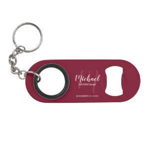 Moderne Schrift personalisierter Trauzeuge Mini Flaschenöffner