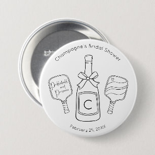 Moderne Schrift Pickleball & Prosecco-Brautjungges Button